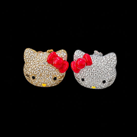 Silver Cute Cat Earring